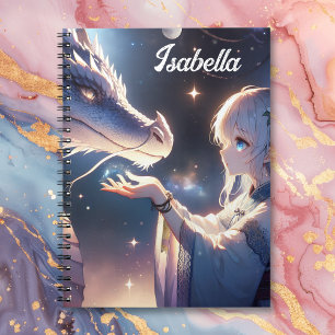 Carnet Anime Girl et son dragon Mystique Personnalisé