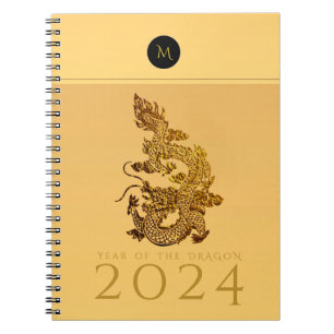 Carnet Année Dragon Chinoise 2024 Élégant Monogramme N