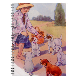 Carnet Années 1930 nourrir des chiots