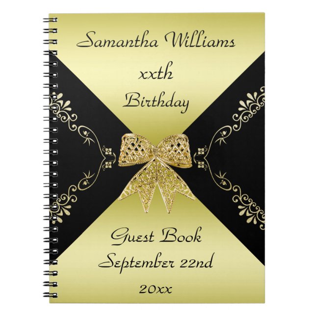 Carnet Anniversaire de la Bow décorative Gold & Black (Devant)