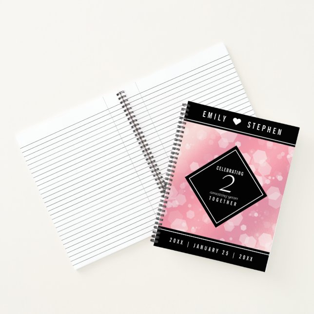 Carnet Anniversaire Mariage élégant du 2e Rose Quartz (Intérieur)