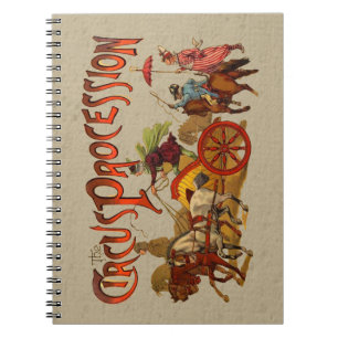 Carnet Antique Cirque Parade Clowns Chevaux