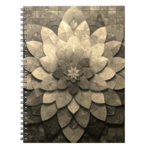 Carnet Antique Golden Mandala Art Fleur texturée