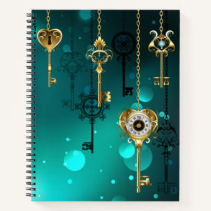 Carnet Antique Skeleton Keys on Green Background