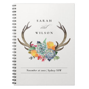 CARNET ANTLER BOHEMIAN ALLURE MARIAGE FLORAL SUCCULENT