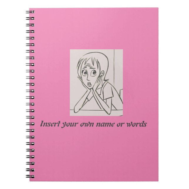 Carnet Anxiety Stress Woman design personnalisé rose (Devant)