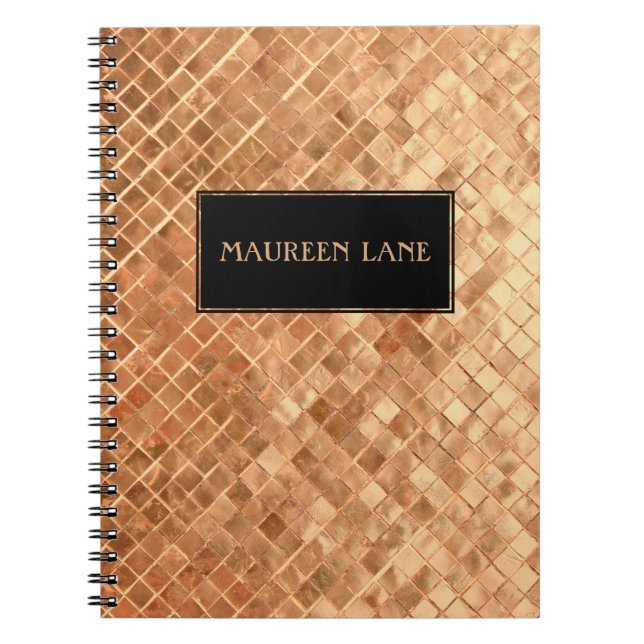 Carnet Apparence métallisée or rose personnalisée (Devant)