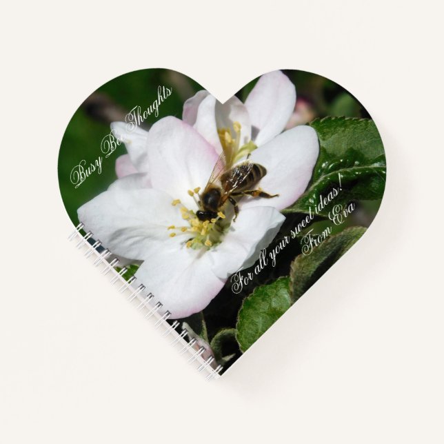 Carnet Apple Blossom & Bee Macro Photo | Heart Notebook (Devant)