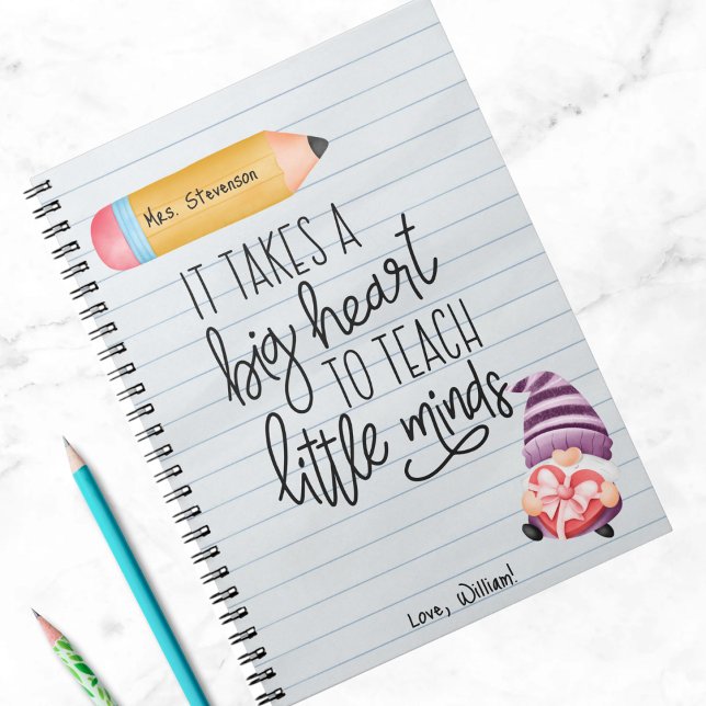 Carnet Appréciation de l'enseignant Gnome avec coeur (Créateur téléchargé)