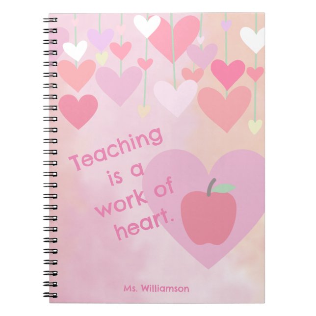 Carnet Appréciation de l'enseignant Merci Apple Heart Mon (Devant)