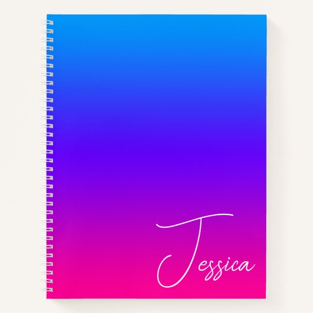 Carnet Aqua bleu violet violet violet et rose chaud Ombre (Devant)