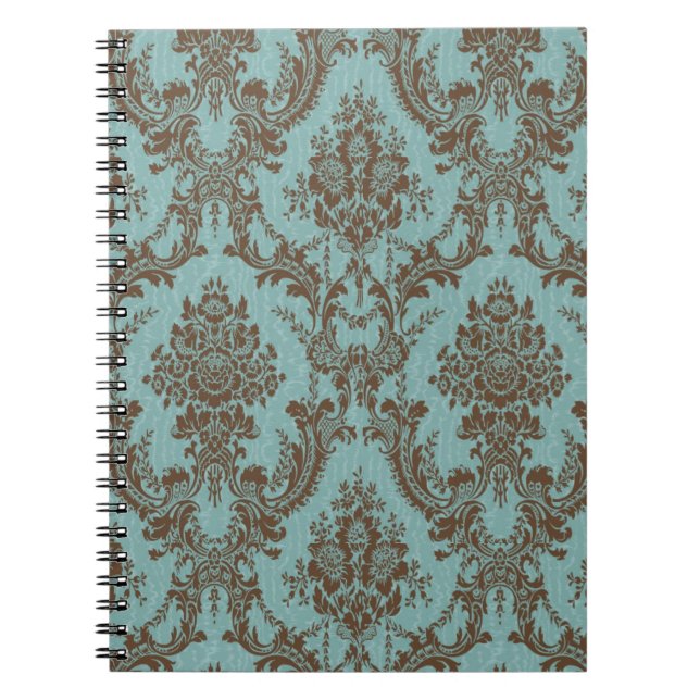 Carnet Aqua Chocolate Damask (Devant)