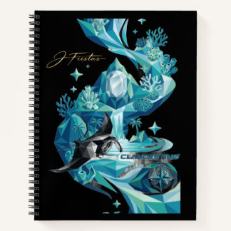 Carnet “Aqua Elegance – Manta Ray Luxury Black Notebook”
