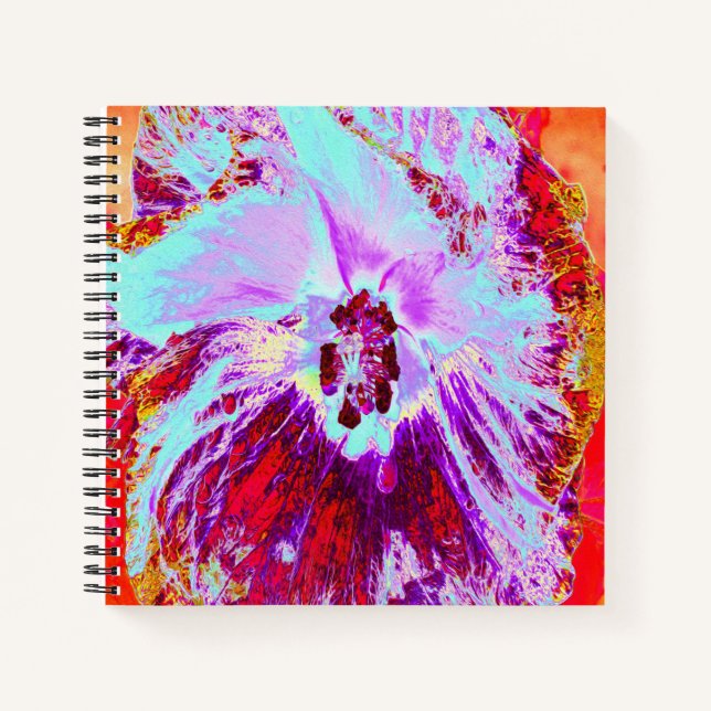 Carnet Aqua tropicale Abstraite et fleur d'Hibiscus pourp (Devant)