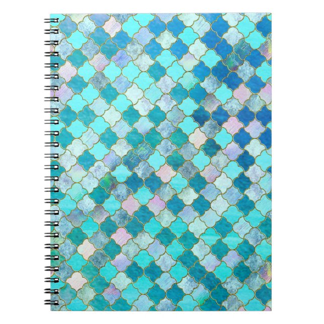 Carnet Aqua Turquoise Gold Oriental Marocain Carrelage mo (Devant)