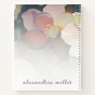 Carnet Aquarelle à gauche Rose floral Script rose