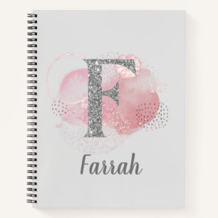 Carnet Aquarelle Abstraite et Parties scintillant lettre