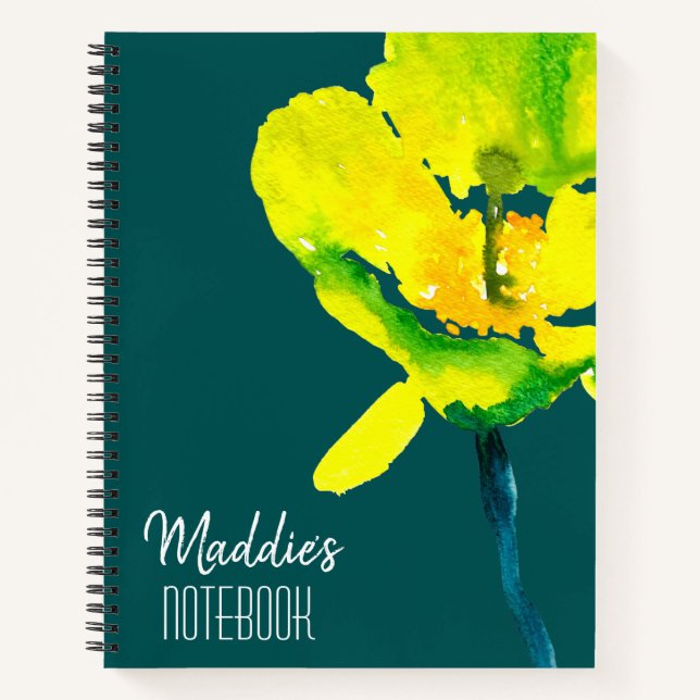 Carnet Aquarelle abstraite jaune lâche floral (Devant)