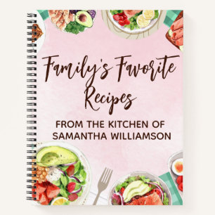 Carnet Aquarelle Alimentation Rose Personnalisé Chef Rece