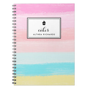 Carnet Aquarelle Arc-en-ciel Pastel Stripes Baking Recett