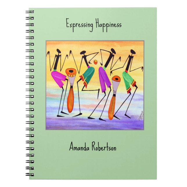 Carnet Aquarelle, Art Africain, Exprimer Le Bonheur (Devant)
