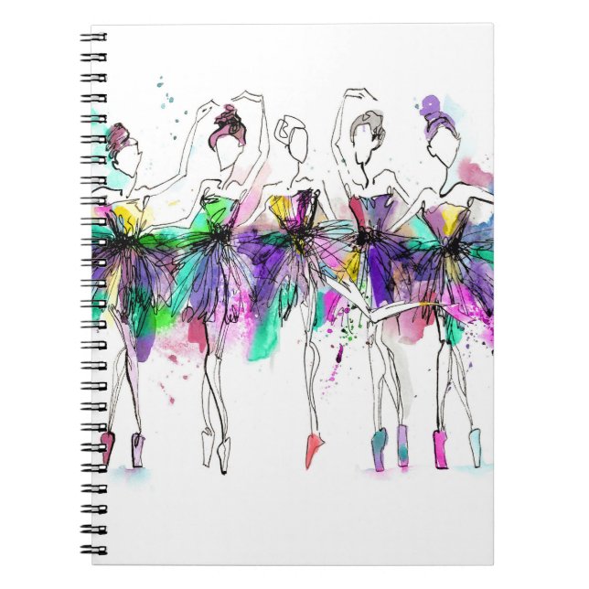 Carnet Aquarelle Ballerinas : Bright Dance Illustration (Devant)
