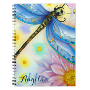 Carnet Aquarelle Bleu Dragonfly, Personnaliser