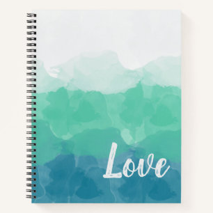 Carnet Aquarelle bleu et vert Bleu et vert Bandes océanes
