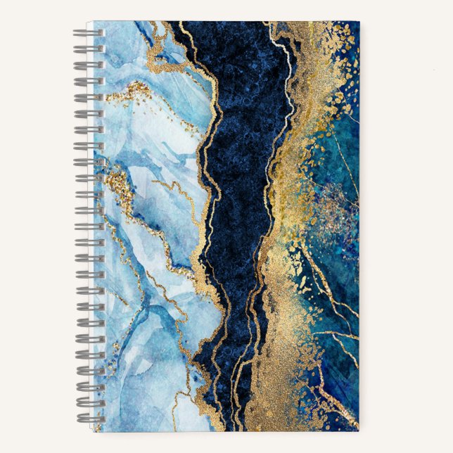 Carnet Aquarelle bleu       MarbreOr (Recto)