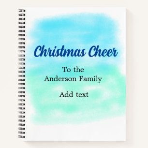Carnet Aquarelle bleu vert Noël vacances ajouter famille