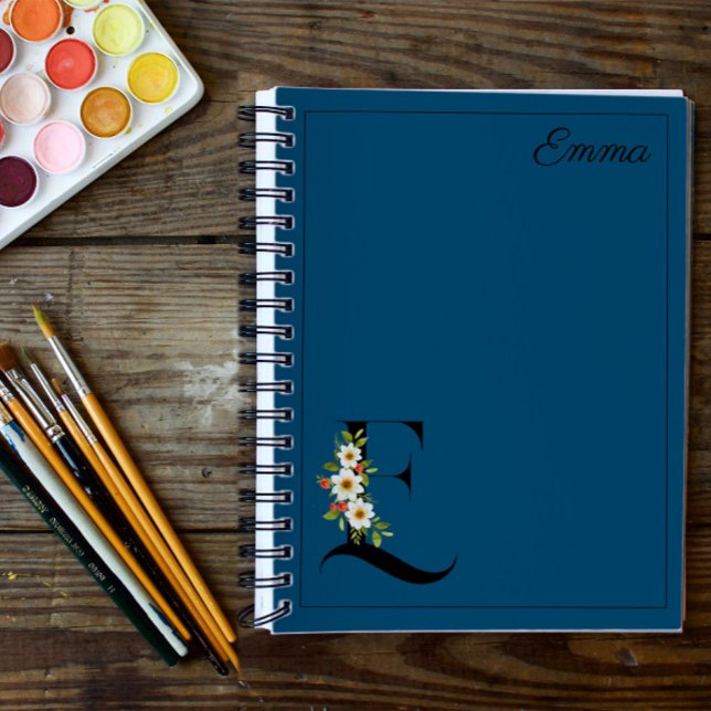 Carnet Aquarelle bleue de marguerite hibiscus initial (Créateur téléchargé)