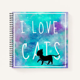 Carnet Aquarelle bleue Galaxy I Love Dessin Amoureux des