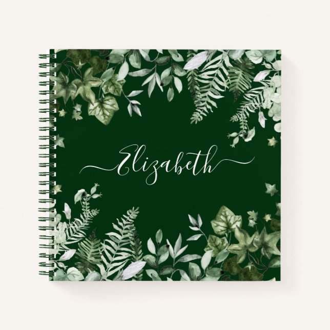 Carnet Aquarelle Botanique Ivy Sage Ferns Verdure (Devant)
