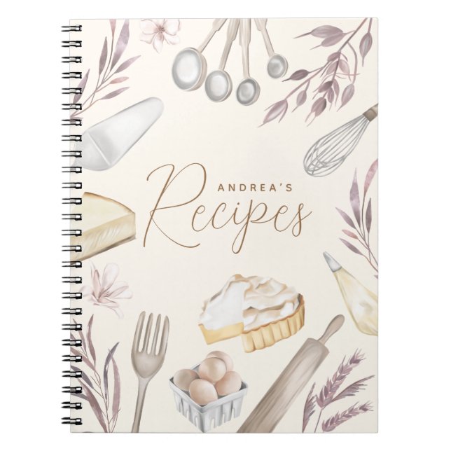 Carnet Aquarelle Boulangerie Florale Fournitures de cuisi (Devant)