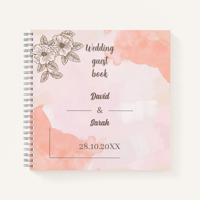 Carnet Aquarelle Brown Invité Mariage personnalisé (Devant)