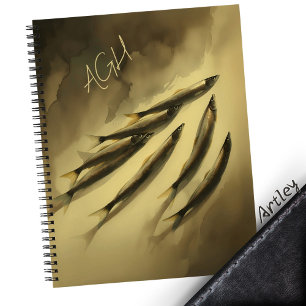Carnet Aquarelle Brown Sardine Art Initiales Fumée Ombre
