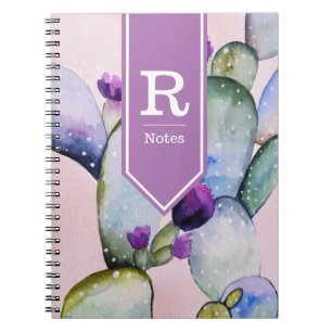 Carnet Aquarelle Cactus & Blossoms Personnalisé