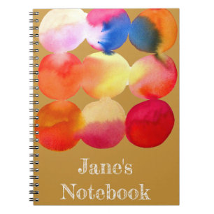 Carnet Aquarelle cercle motif art abstrait couleur chaude