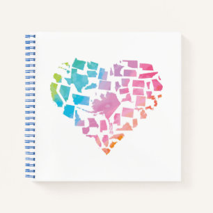 Carnet Aquarelle Coeur des États-Unis