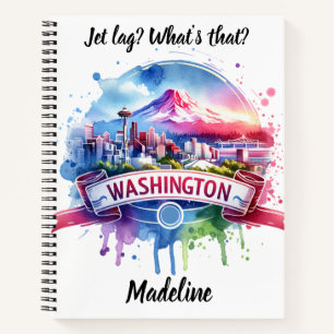 Carnet Aquarelle colorée de la ligne d'horizon Washington