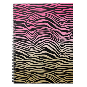 Carnet Aquarelle couleur or rose Ombre noir Zèbre noir