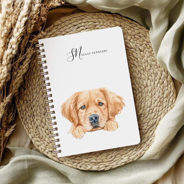 Carnet Aquarelle Cute Peeking Golden Personnalisé (Créateur téléchargé)