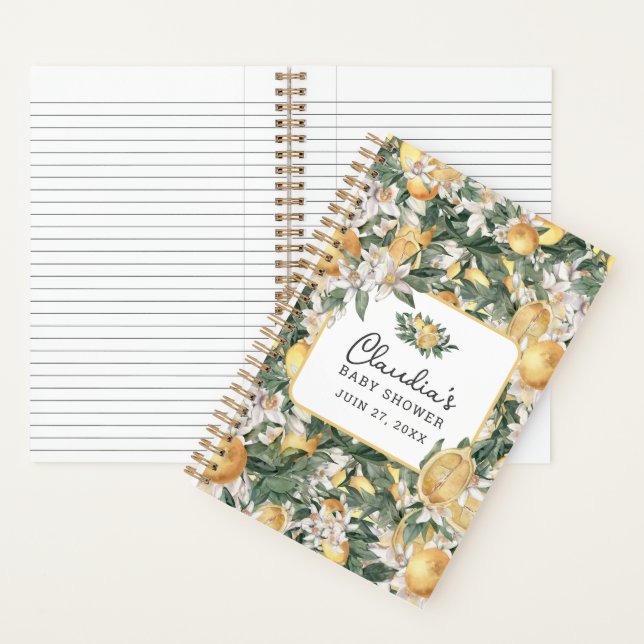 Carnet Aquarelle de Baby shower de citron tropical (À l'intérieur)