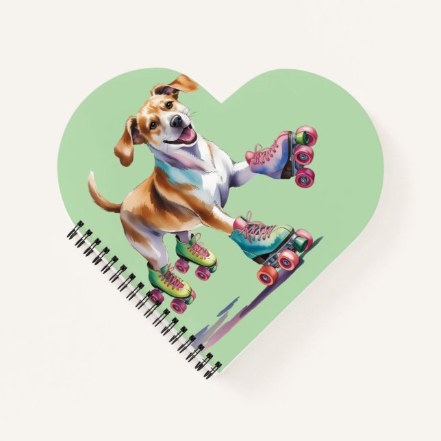 Carnet Aquarelle de chien sur roulettes (Devant)