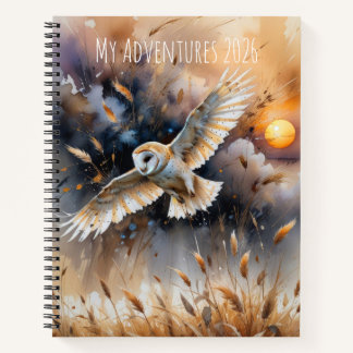 Carnet Aquarelle de hibou personnalisable dans la nature