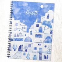 Aquarelle de l'île grecque Santorin Oia Personnali