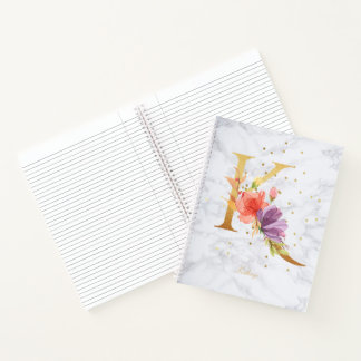 Carnet Aquarelle de marbre moderne Golden Monogram LETTRE