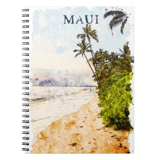 Carnet Aquarelle de Maui Hawaii Voyage d'illustration (Devant)