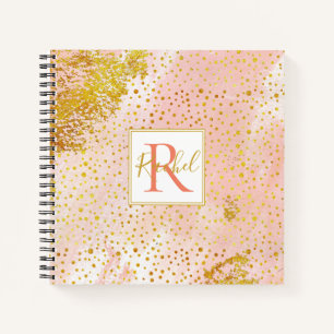 Carnet Aquarelle de pêche de corail, monogramme de confet