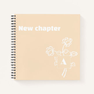 Carnet Aquarelle de rose monogramme de retraite beige bla